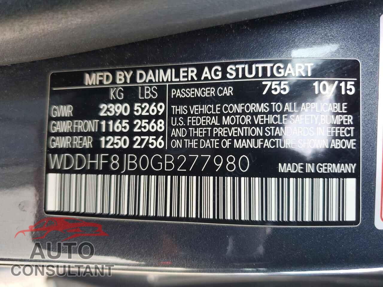 MERCEDES-BENZ E-CLASS 2016 - WDDHF8JB0GB277980