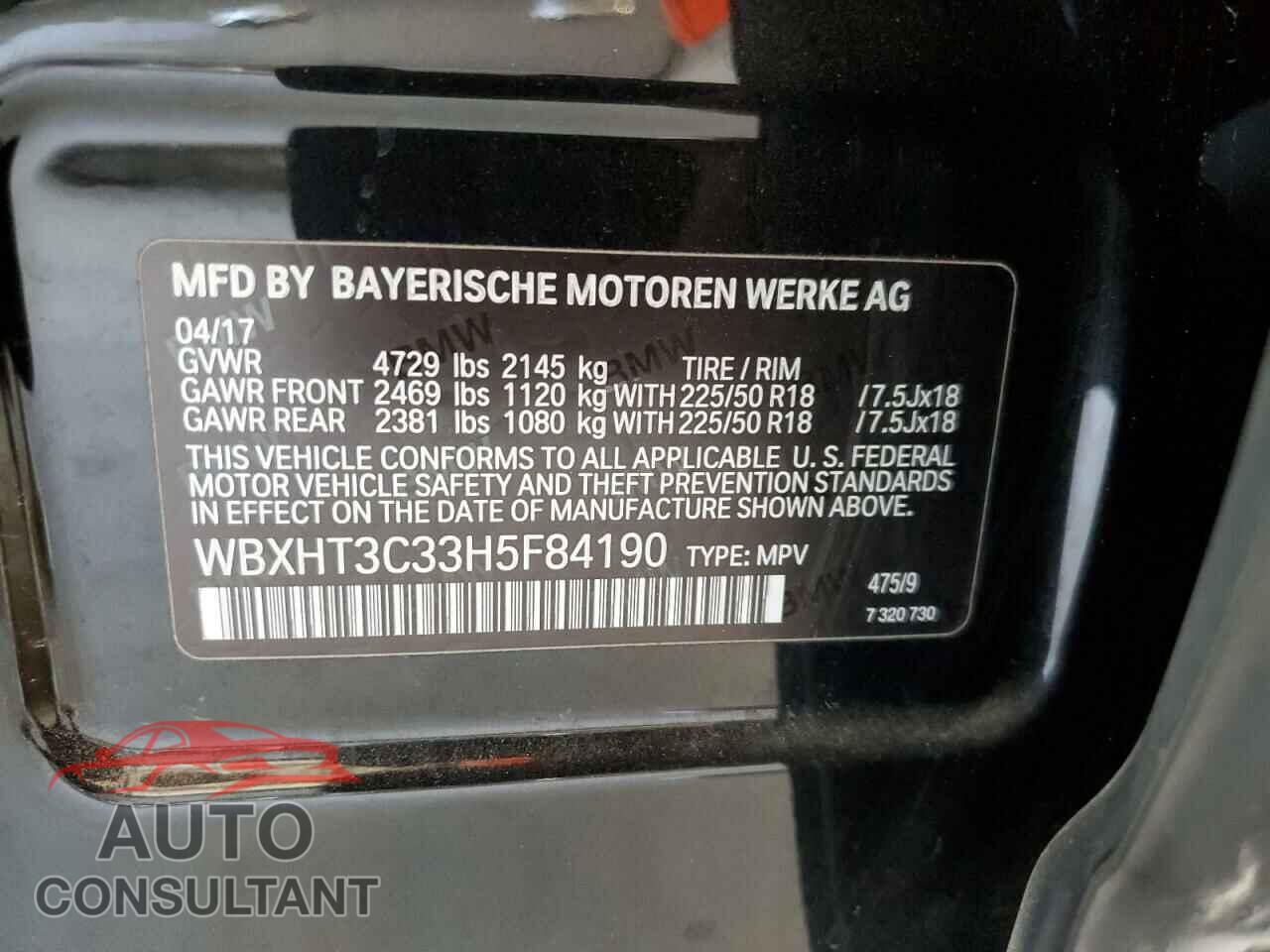 BMW X1 2017 - WBXHT3C33H5F84190