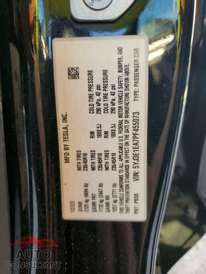 TESLA MODEL 3 2023 - 5YJ3E1EA7PF455073