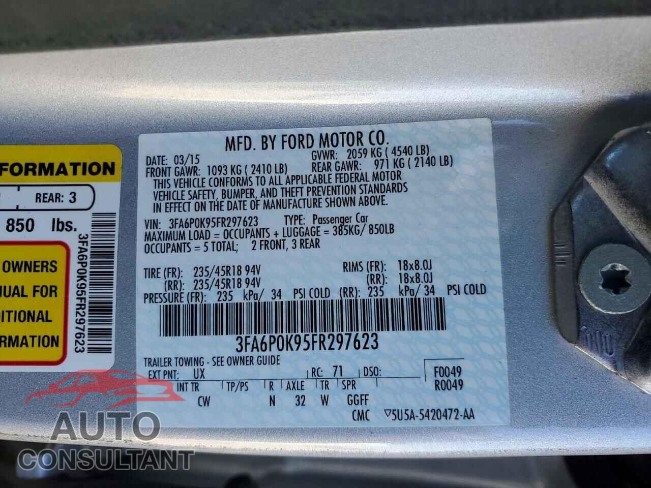 FORD FUSION 2015 - 3FA6P0K95FR297623