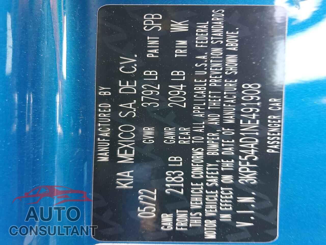 KIA FORTE 2022 - 3KPF54AD1NE491908
