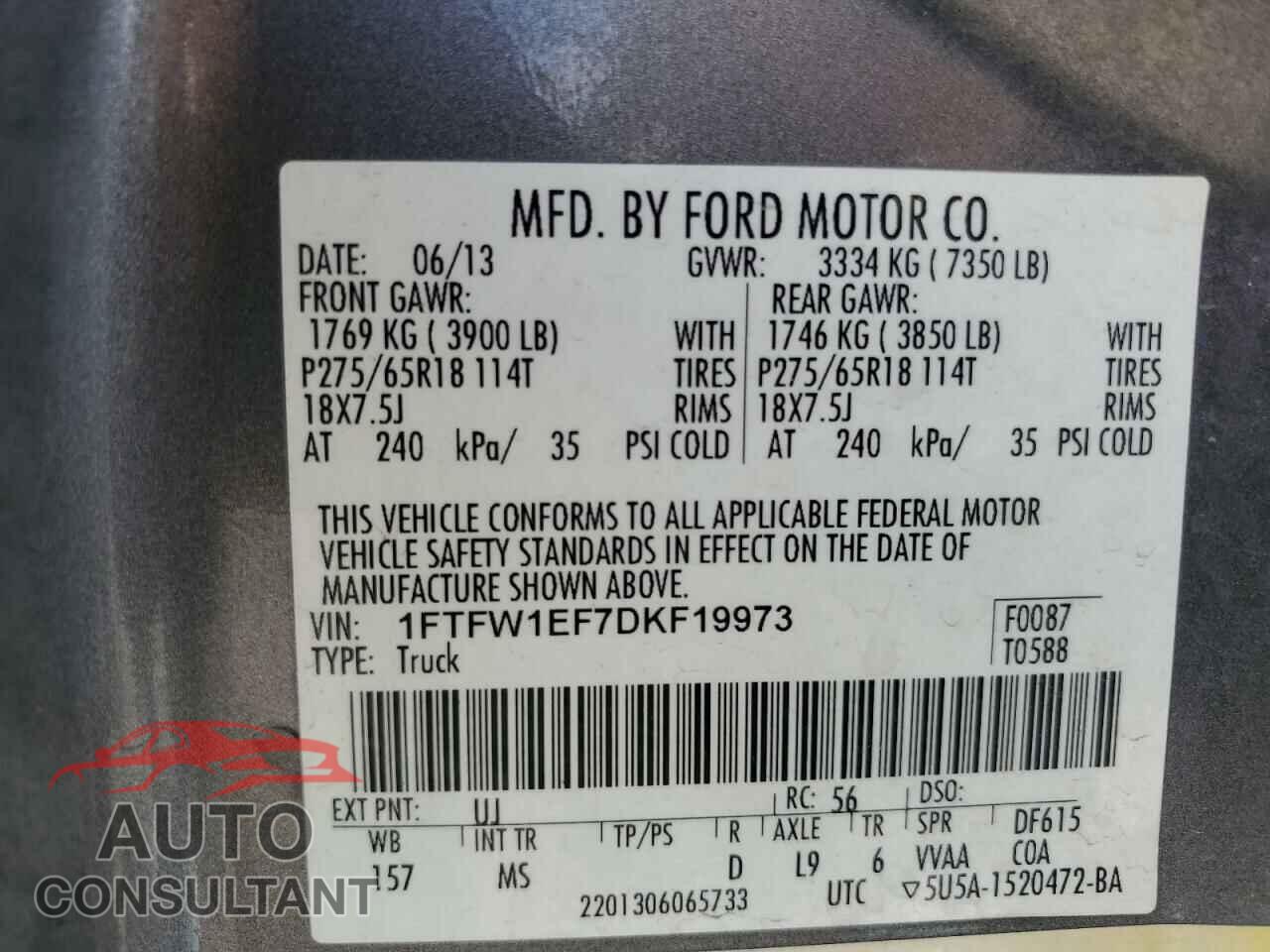 FORD F-150 2013 - 1FTFW1EF7DKF19973