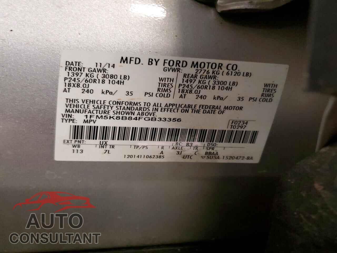 FORD EXPLORER 2015 - 1FM5K8B84FGB33356