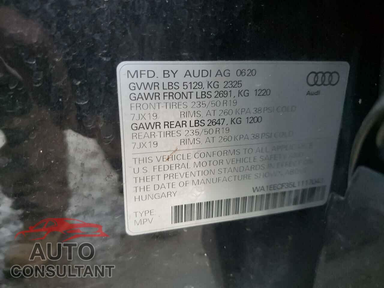 AUDI Q3 2020 - WA1EECF35L1117043