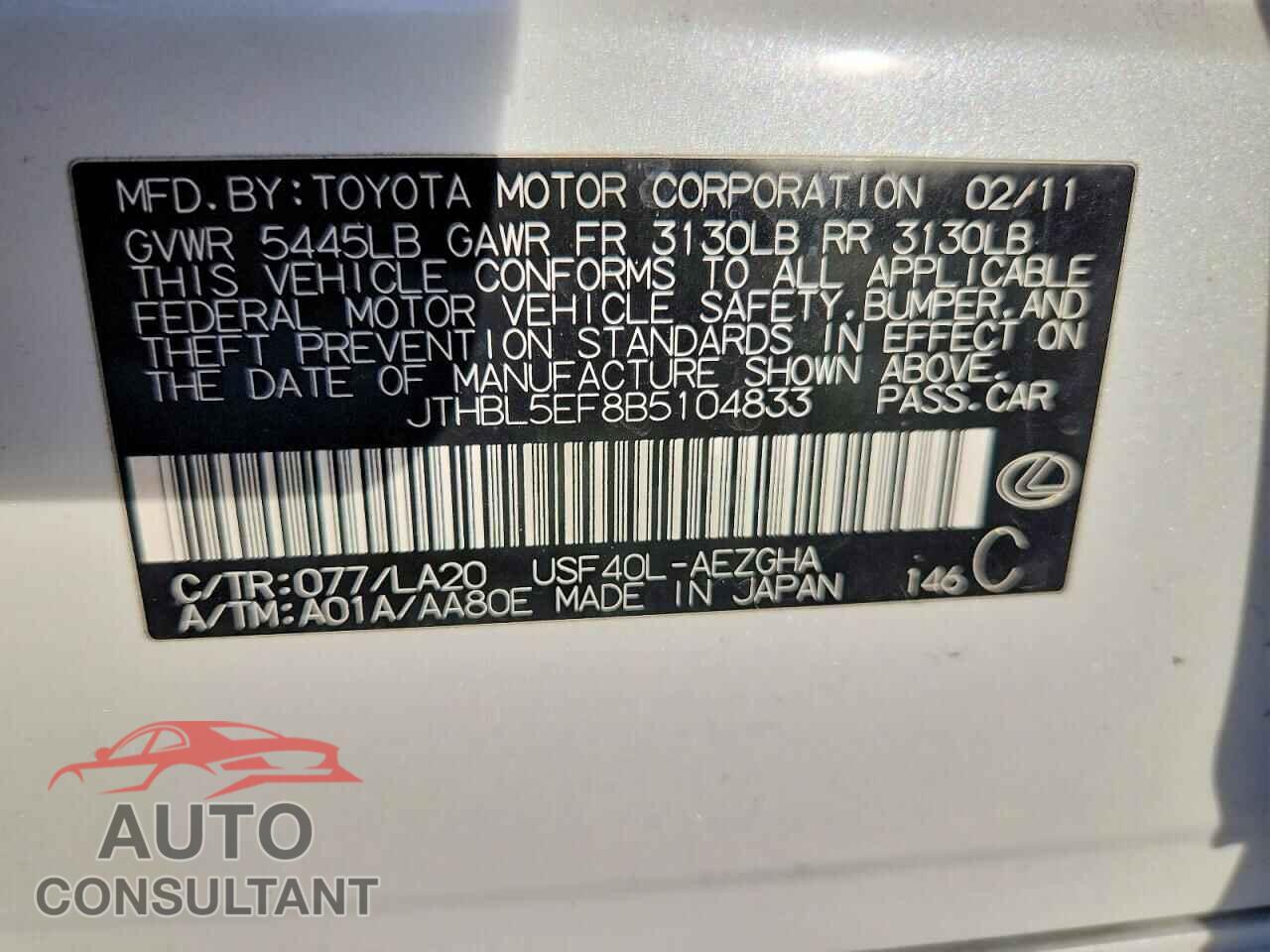LEXUS LS500 2011 - JTHBL5EF8B5104833