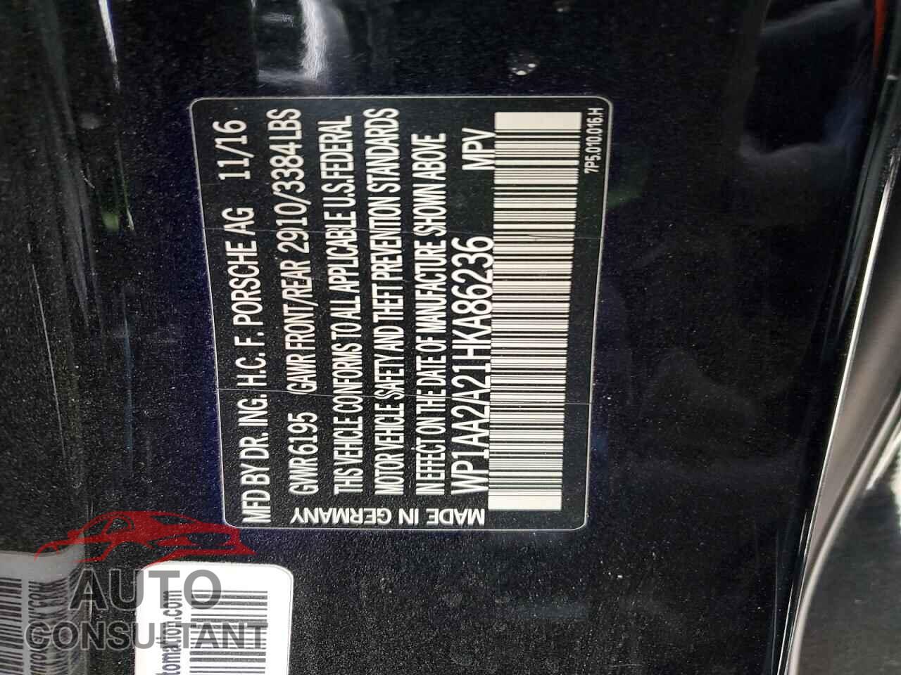 PORSCHE CAYENNE 2017 - WP1AA2A21HKA86236