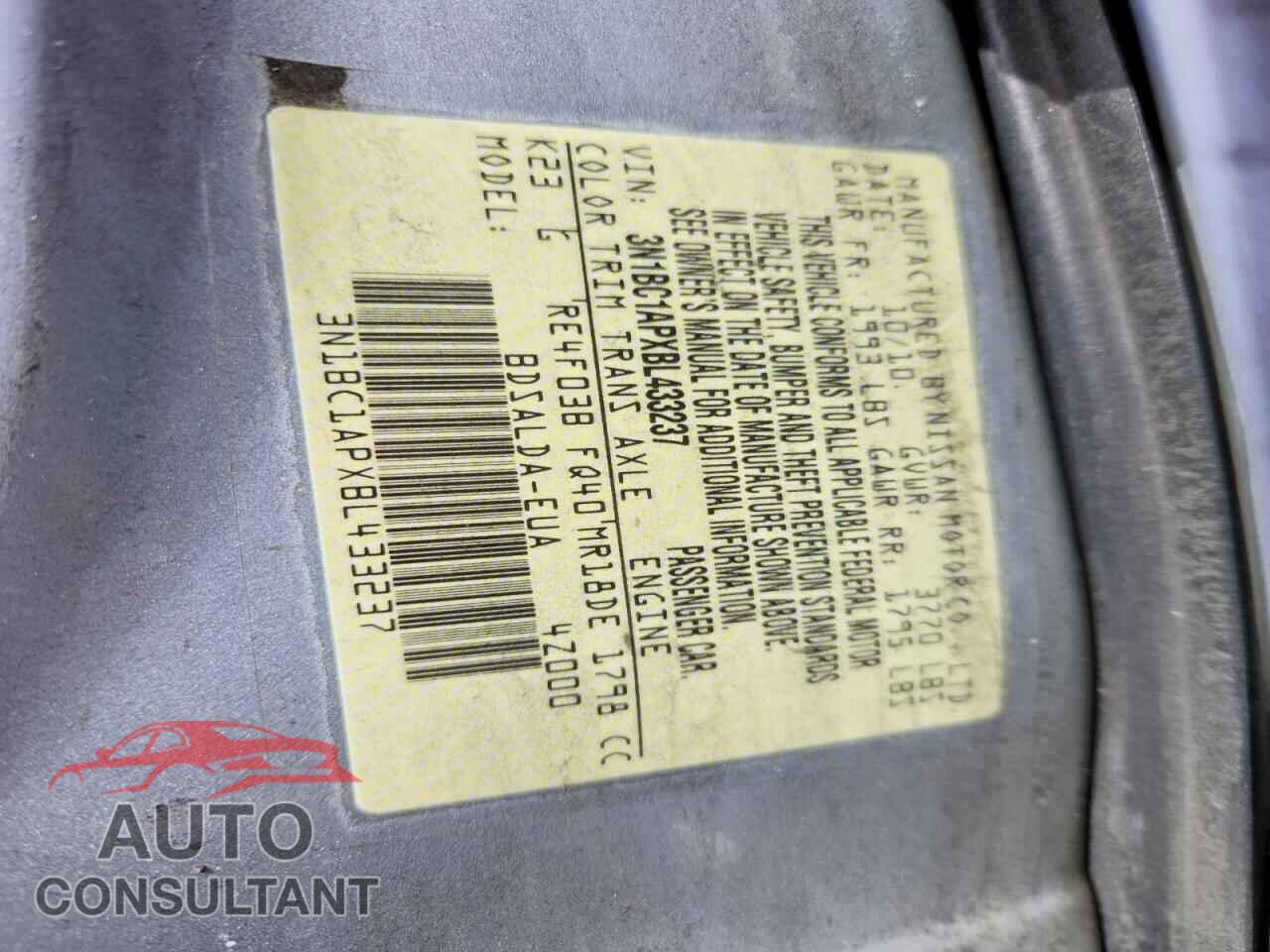 NISSAN VERSA 2011 - 3N1BC1APXBL433237