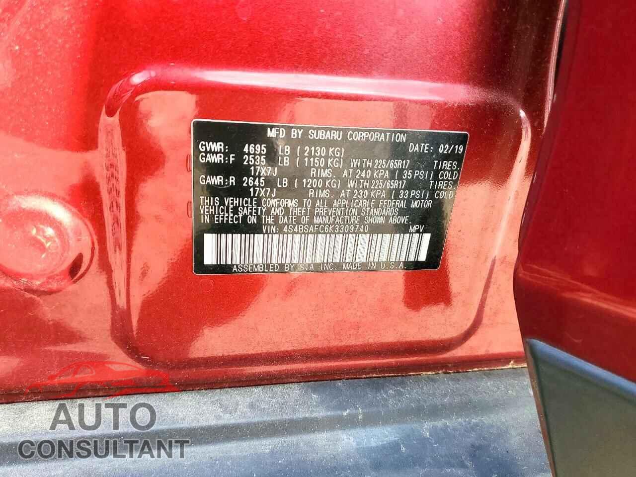 SUBARU OUTBACK 2019 - 4S4BSAFC6K3309740