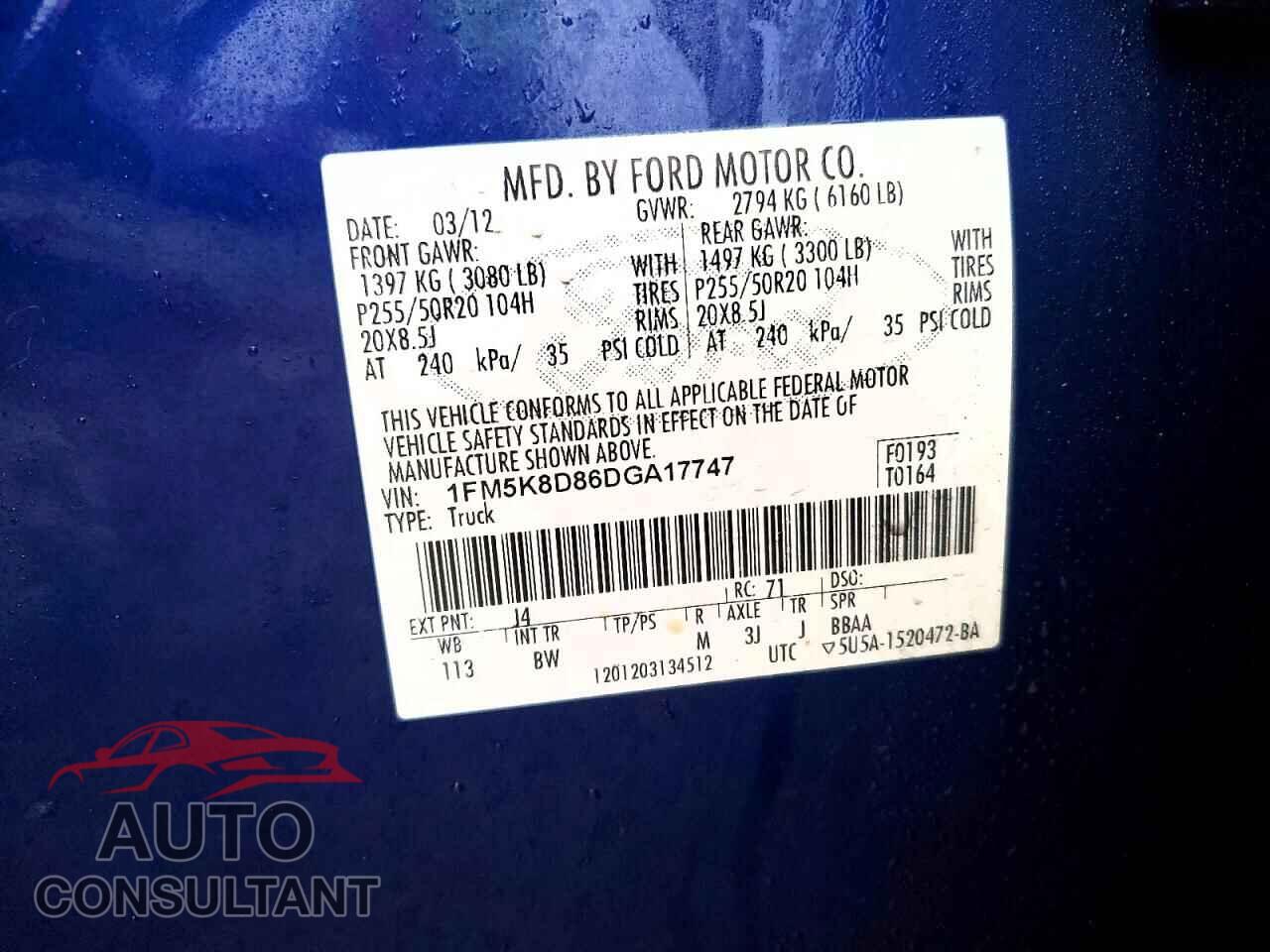 FORD EXPLORER 2013 - 1FM5K8D86DGA17747