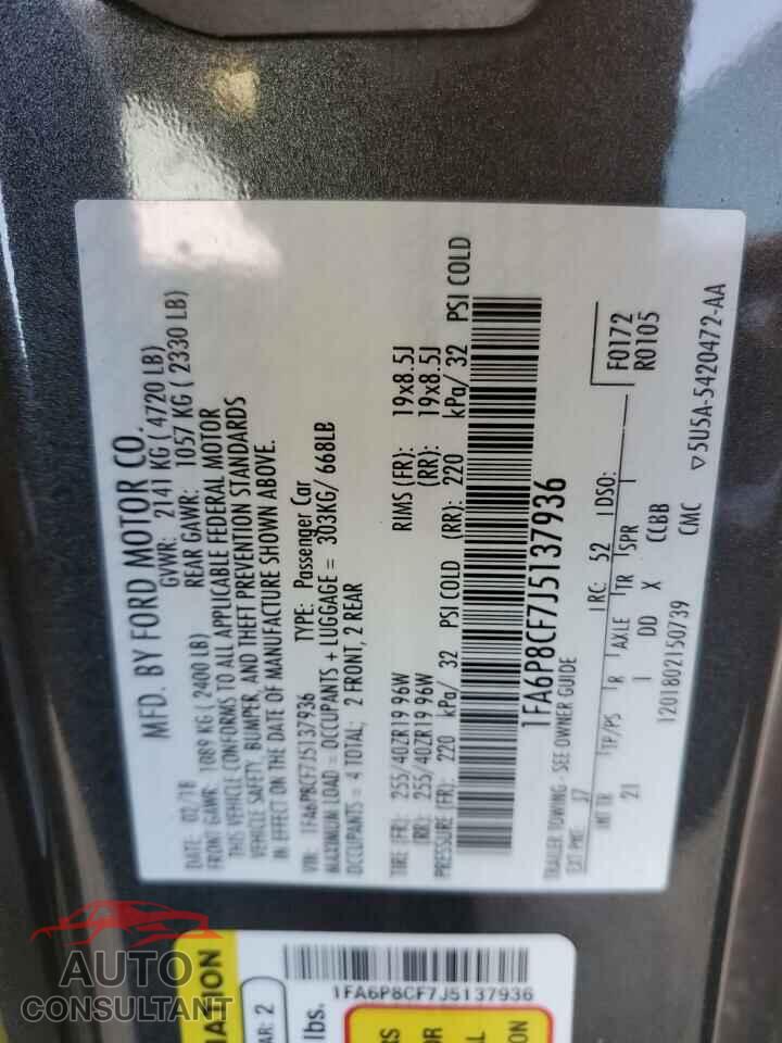 FORD MUSTANG 2018 - 1FA6P8CF7J5137936