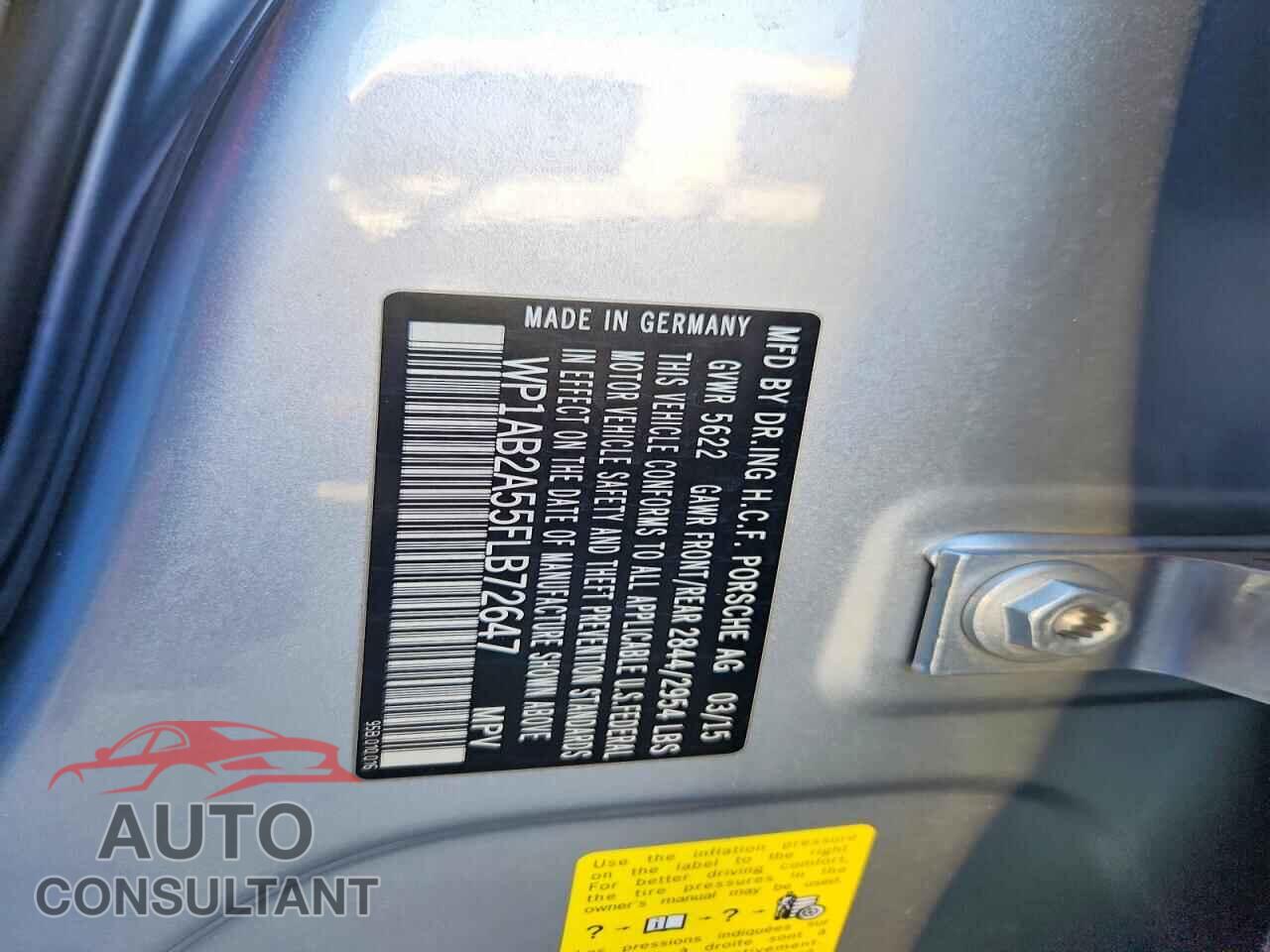 PORSCHE MACAN 2015 - WP1AB2A55FLB72647