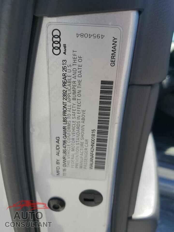 AUDI A4 2017 - WAUANAF42HN001815