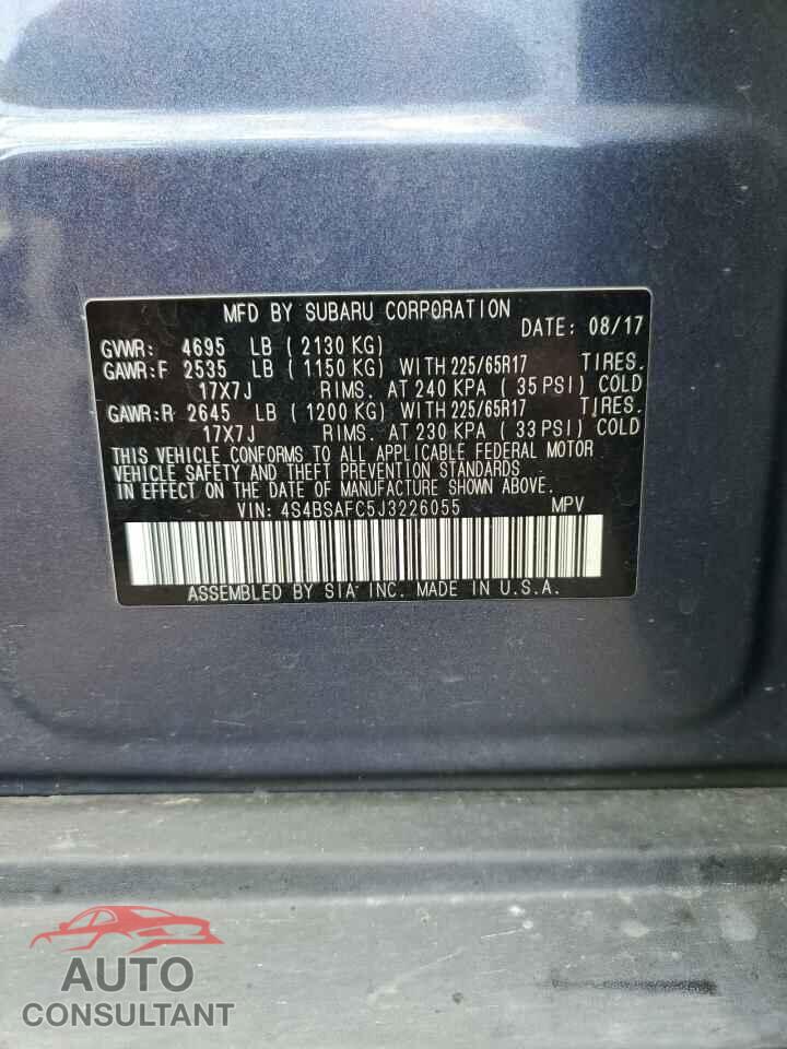 SUBARU OUTBACK 2018 - 4S4BSAFC5J3226055