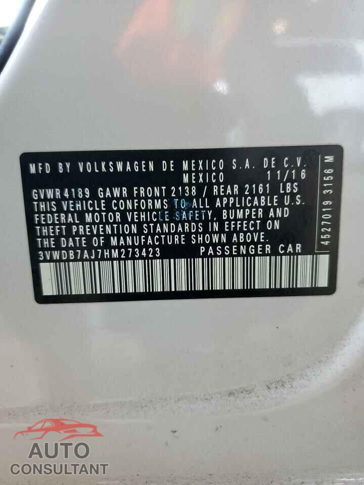 VOLKSWAGEN JETTA 2017 - 3VWDB7AJ7HM273423