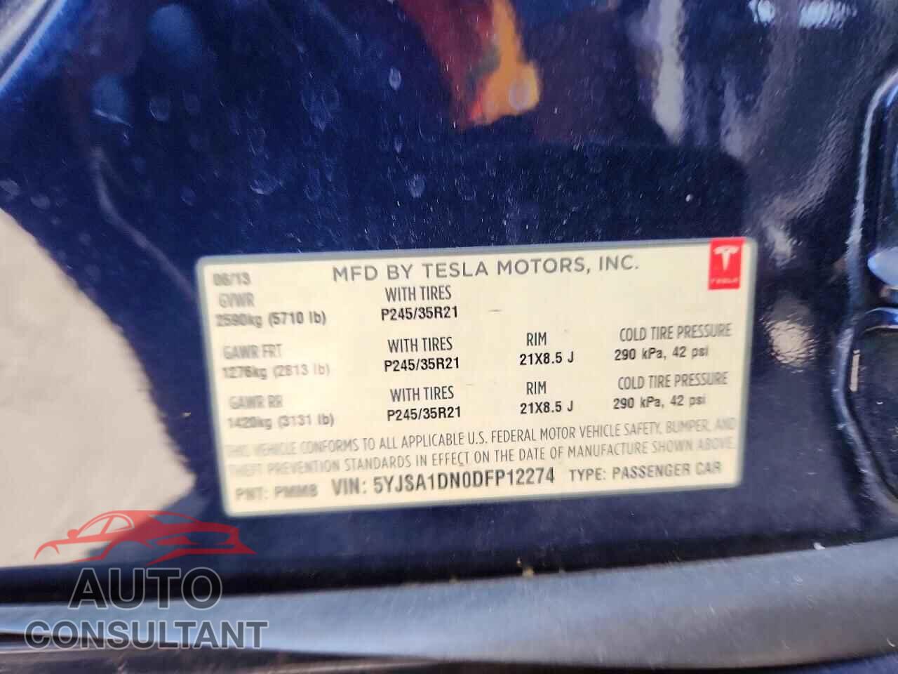 TESLA MODEL S 2013 - 5YJSA1DN0DFP12274