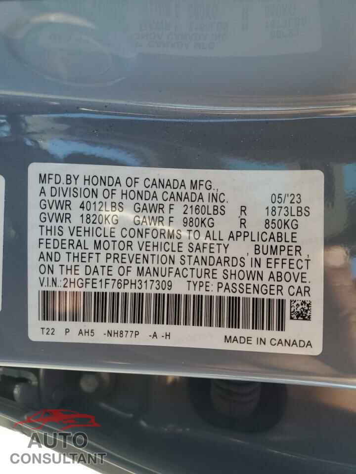 HONDA CIVIC 2023 - 2HGFE1F76PH317309