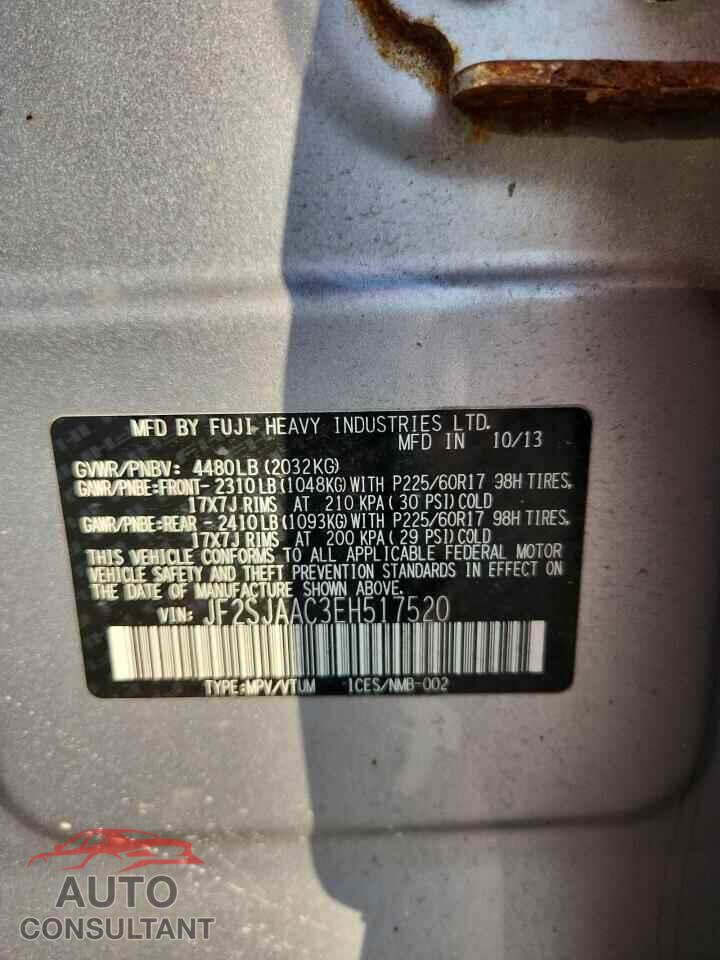 SUBARU FORESTER 2014 - JF2SJAAC3EH517520