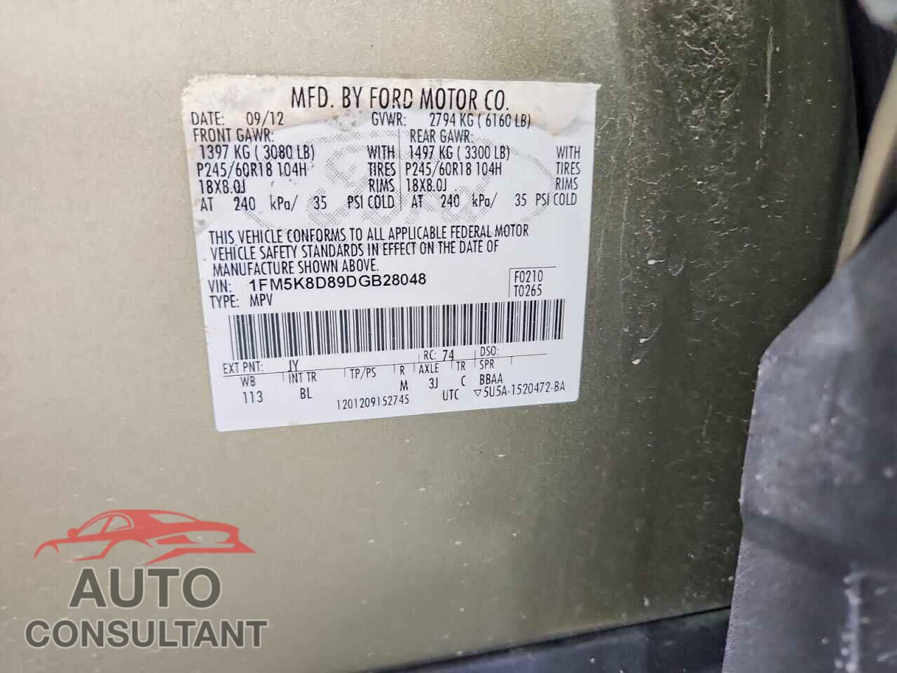 FORD EXPLORER 2013 - 1FM5K8D89DGB28048