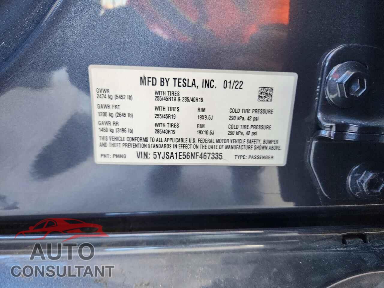TESLA MODEL S 2022 - 5YJSA1E56NF467335