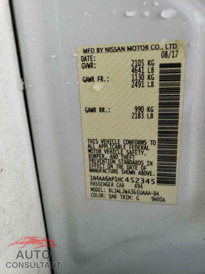 NISSAN MAXIMA 2017 - 1N4AA6AP1HC452345