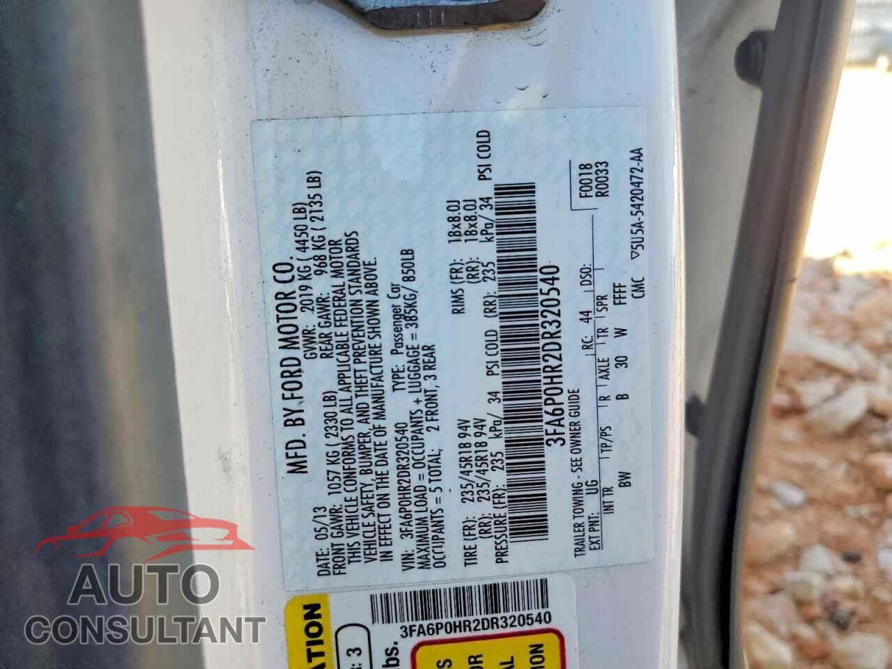 FORD FUSION 2013 - 3FA6P0HR2DR320540