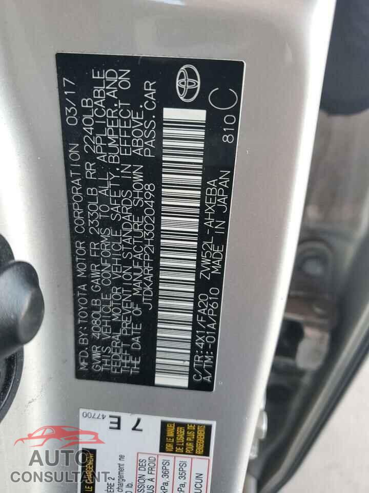 TOYOTA PRIUS 2017 - JTDKARFP2H3020498