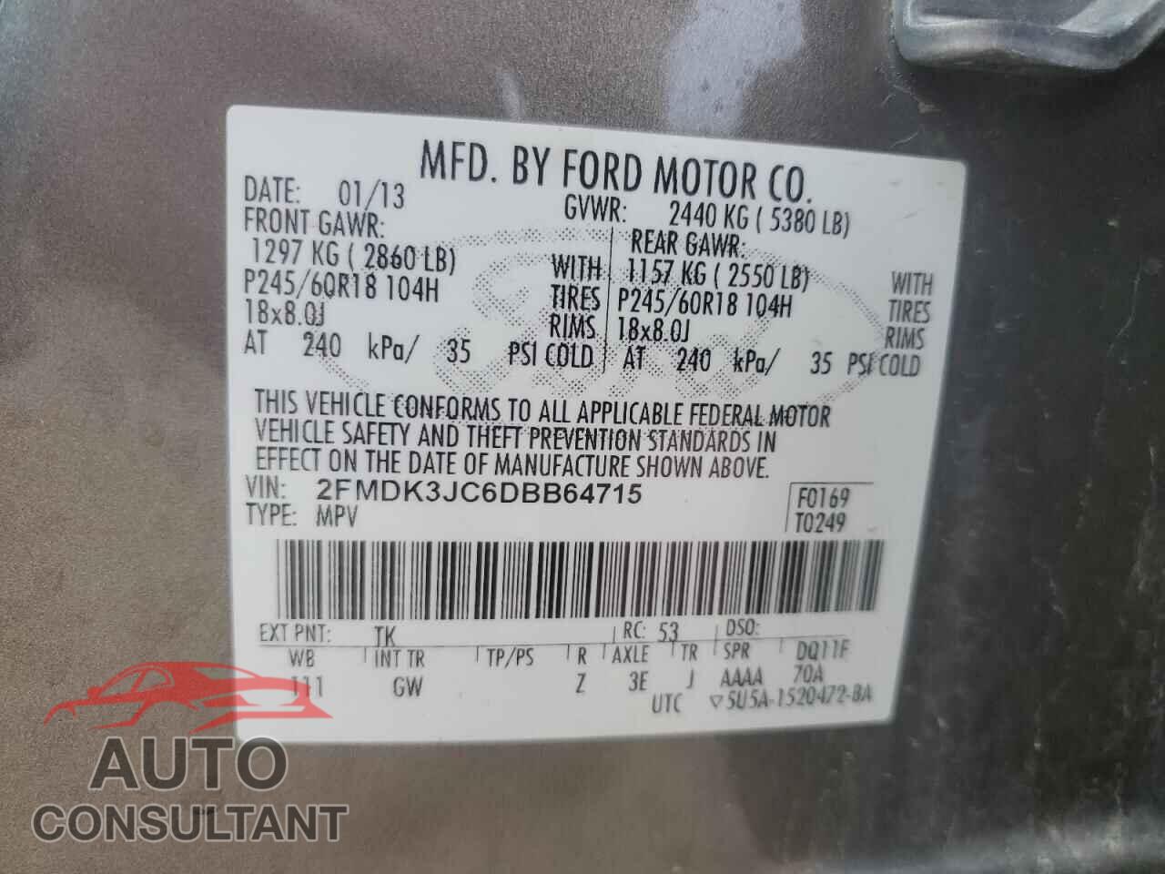 FORD EDGE 2013 - 2FMDK3JC6DBB64715