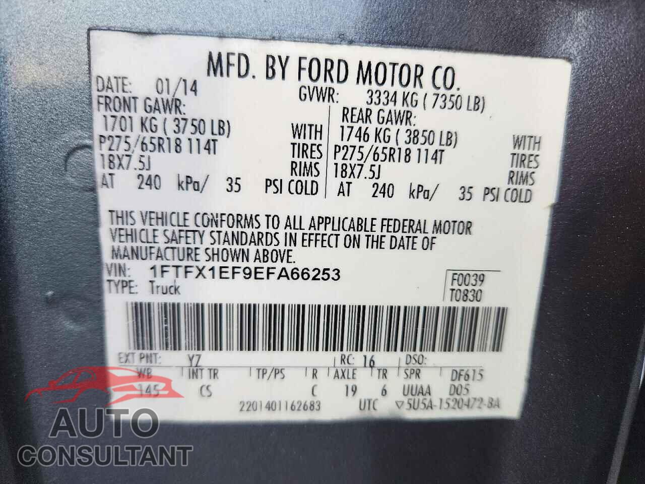 FORD F150 2014 - 1FTFX1EF9EFA66253