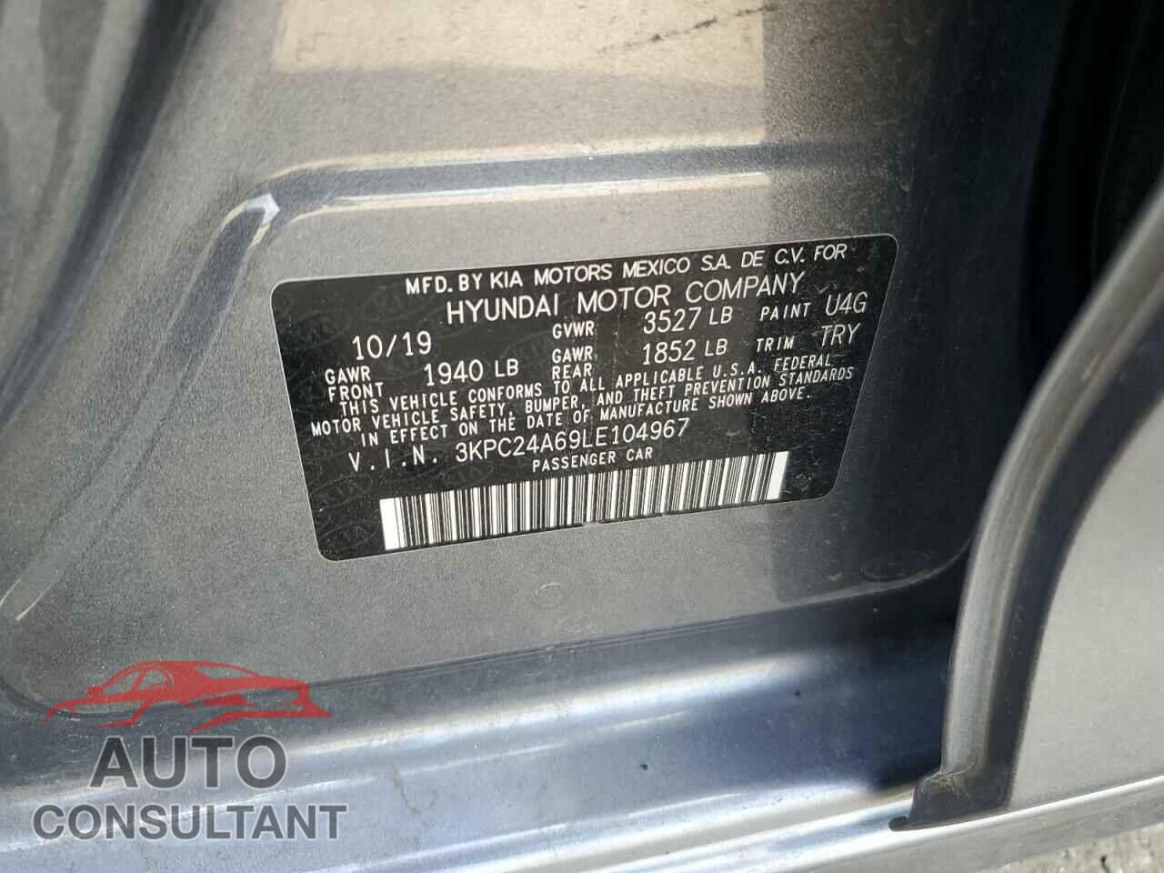 HYUNDAI ACCENT 2020 - 3KPC24A69LE104967