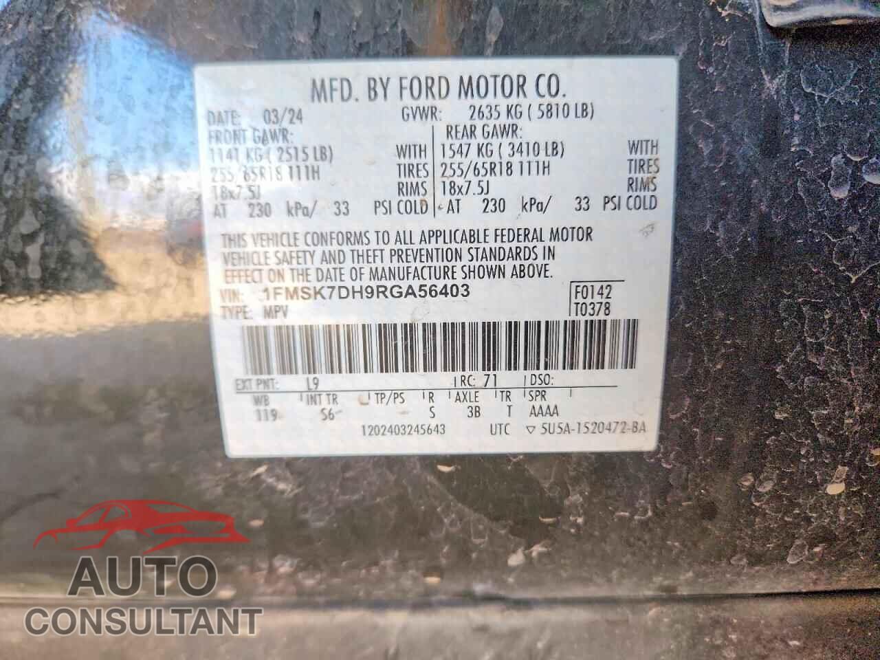 FORD EXPLORER 2024 - 1FMSK7DH9RGA56403