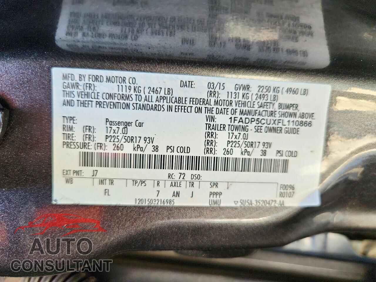 FORD CMAX 2015 - 1FADP5CUXFL110866