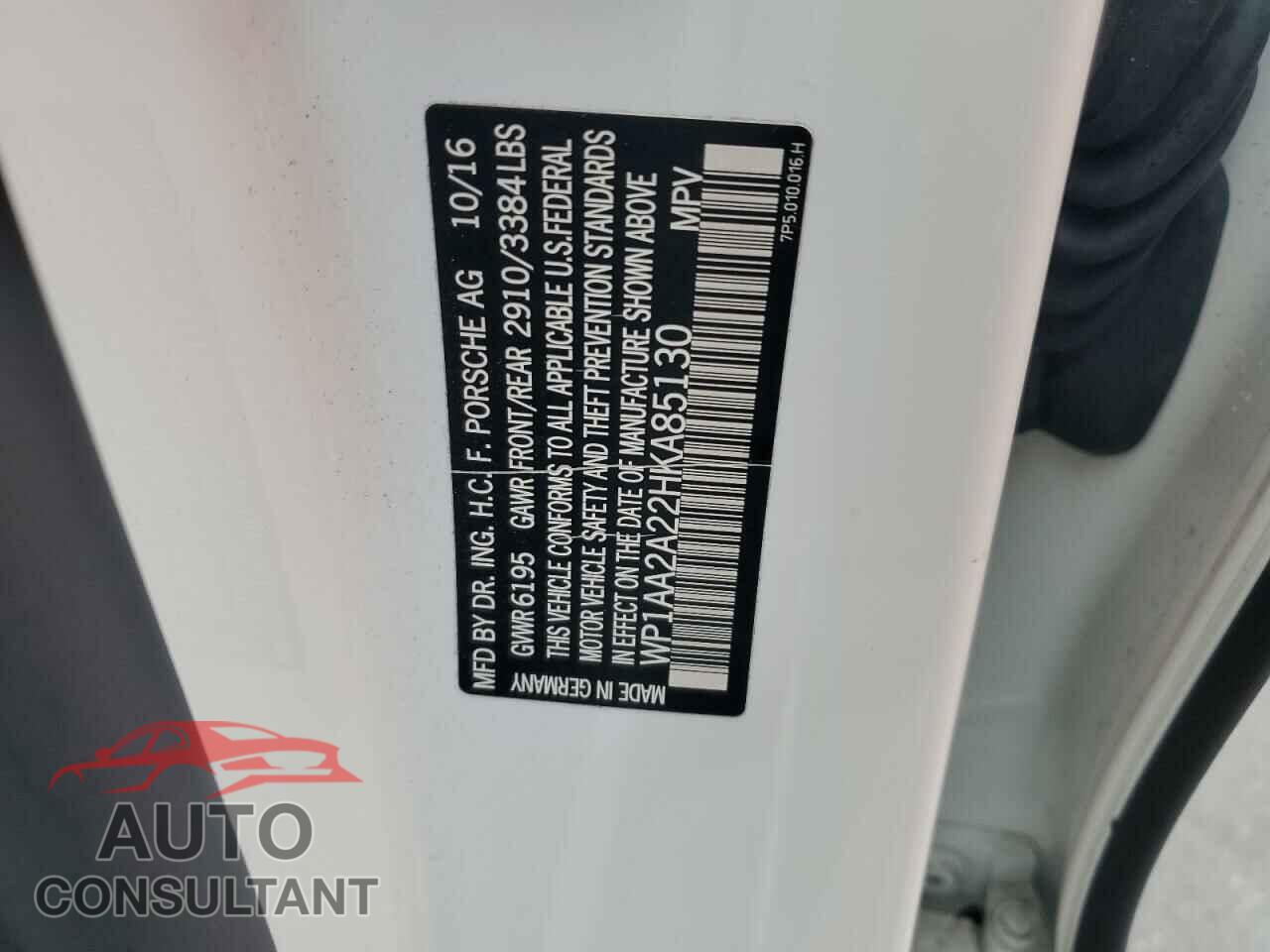 PORSCHE CAYENNE 2017 - WP1AA2A22HKA85130