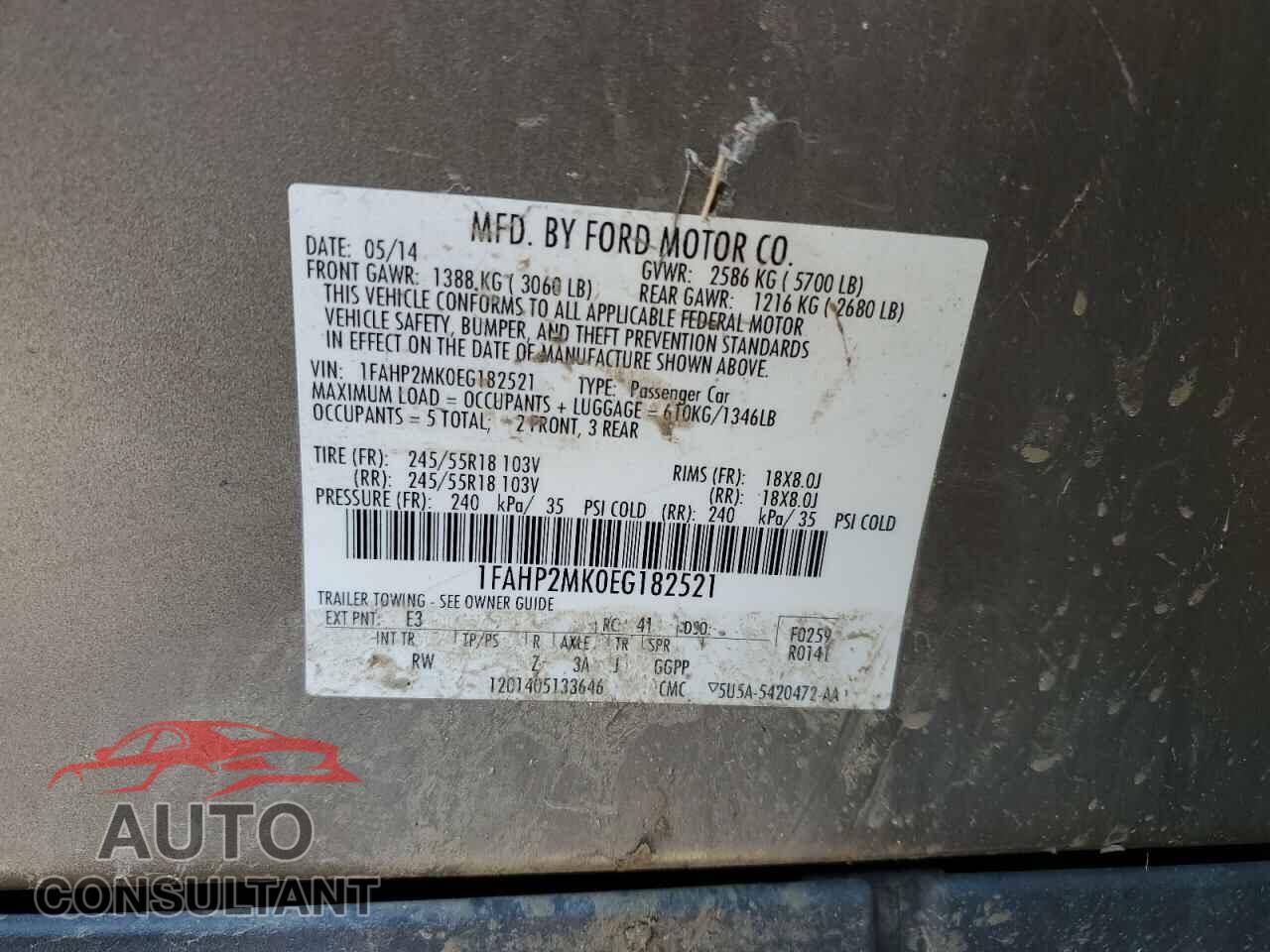 FORD TAURUS 2014 - 1FAHP2MK0EG182521