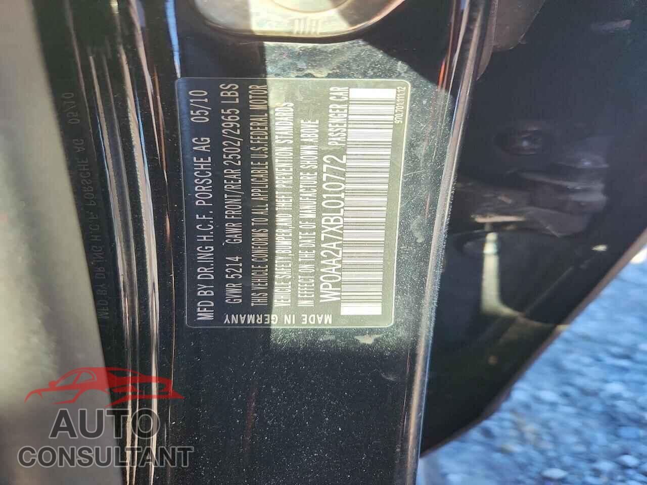 PORSCHE PANAMERA 2011 - WP0AA2A7XBL010772