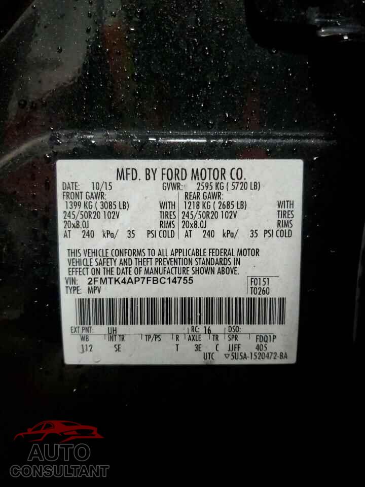 FORD EDGE 2015 - 2FMTK4AP7FBC14755