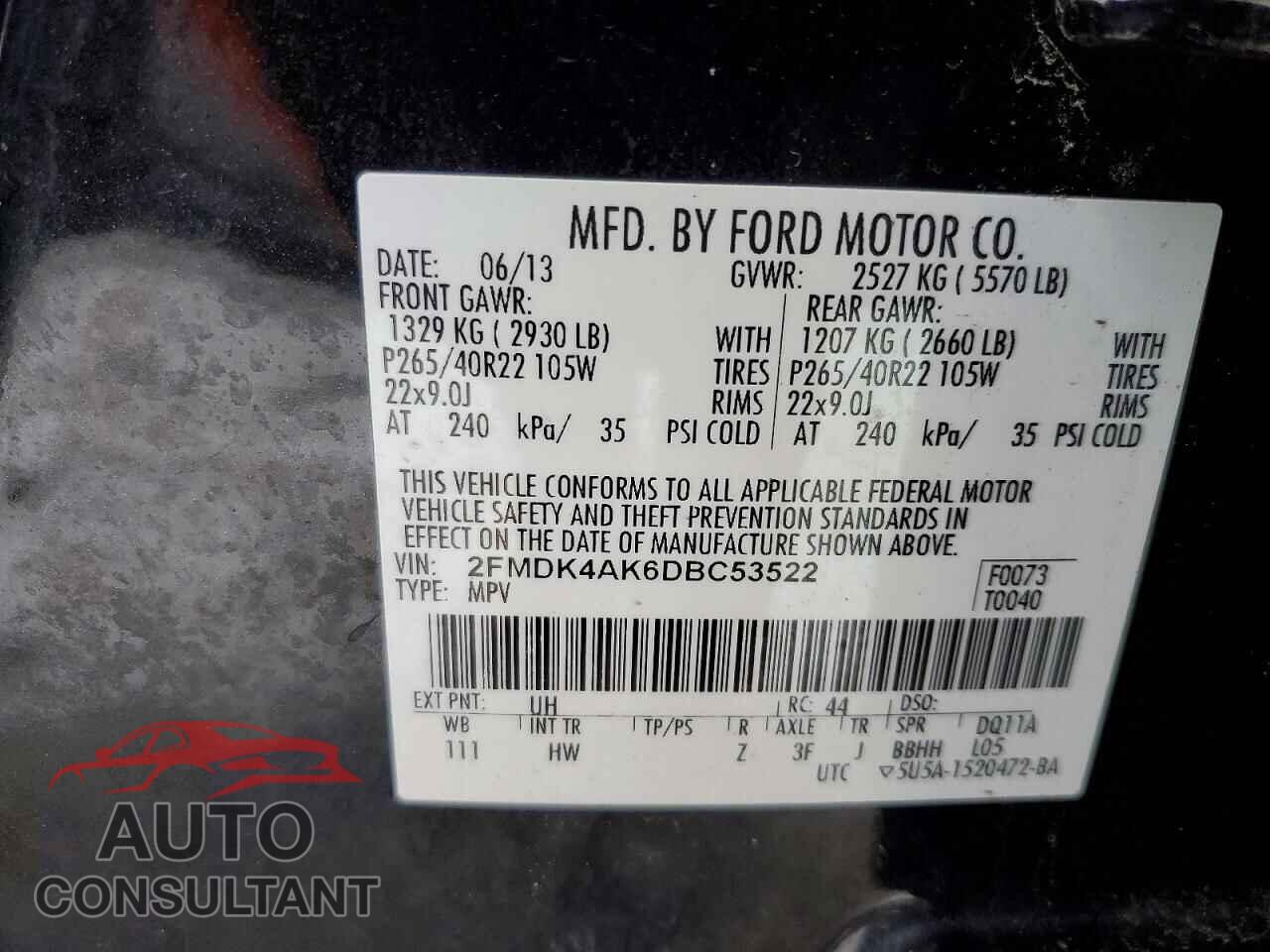 FORD EDGE 2013 - 2FMDK4AK6DBC53522