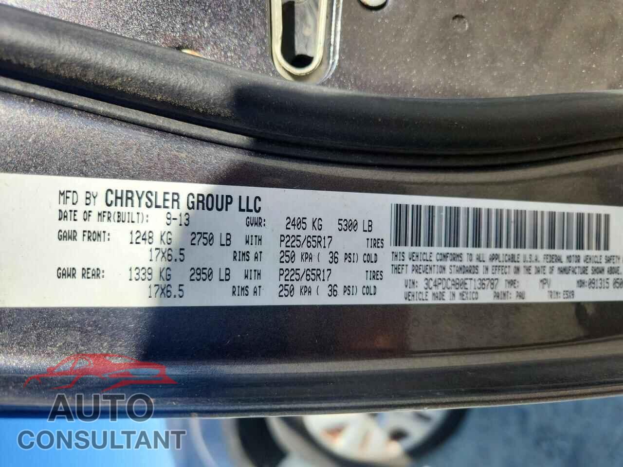 DODGE JOURNEY 2014 - 3C4PDCAB0ET136787