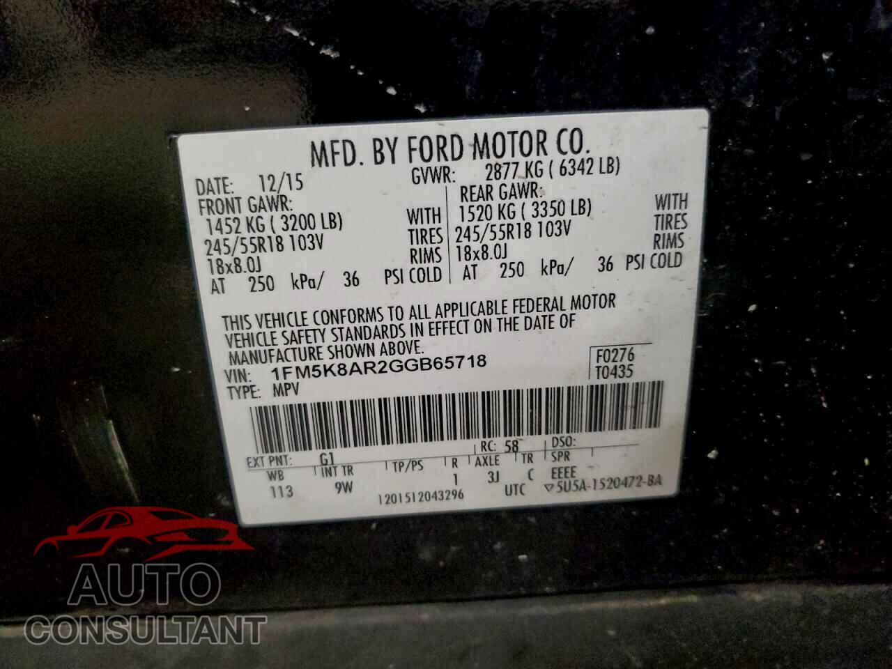 FORD EXPLORER 2016 - 1FM5K8AR2GGB65718