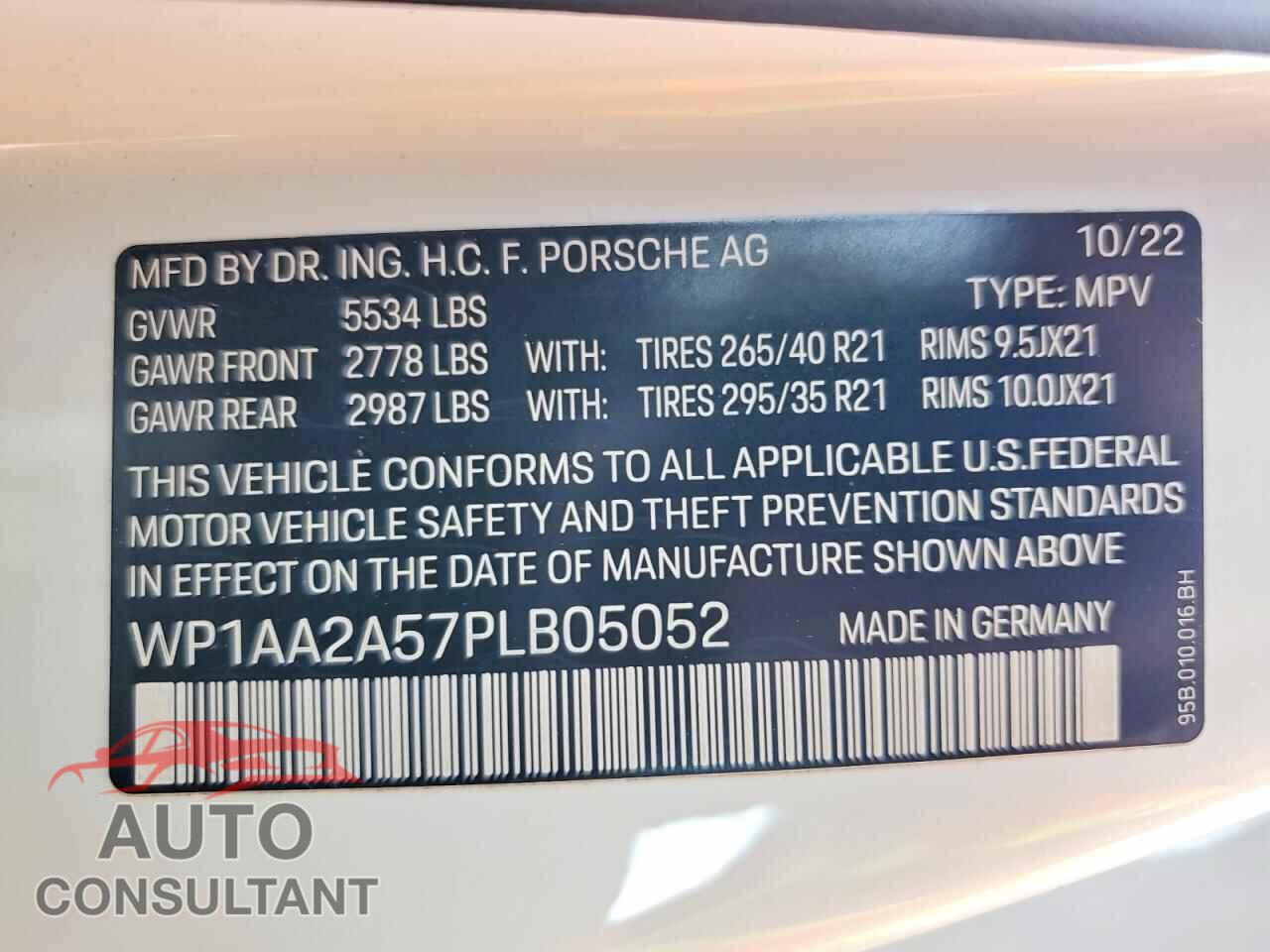PORSCHE MACAN BASE 2023 - WP1AA2A57PLB05052