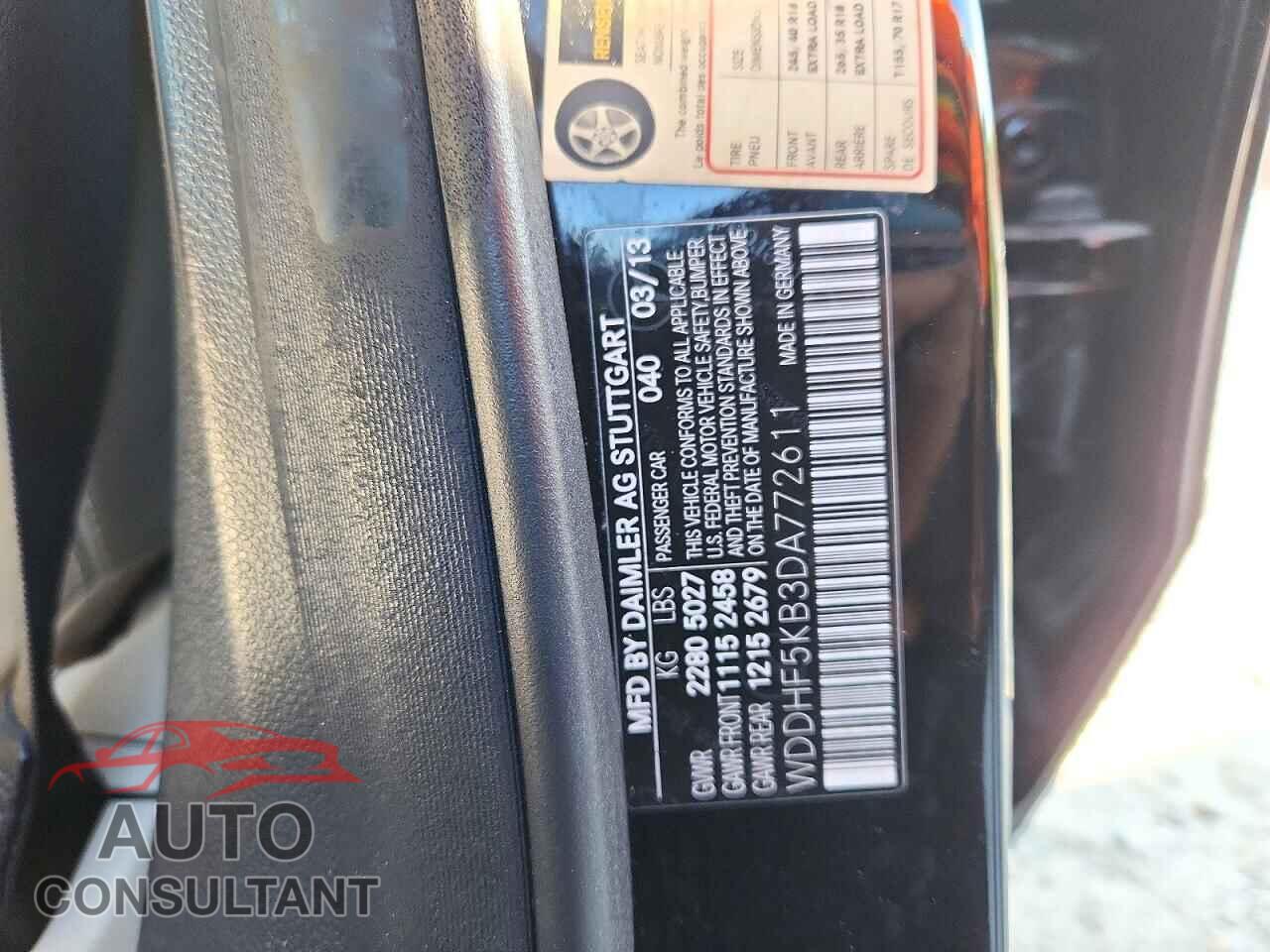 MERCEDES-BENZ E-CLASS 2013 - WDDHF5KB3DA772611