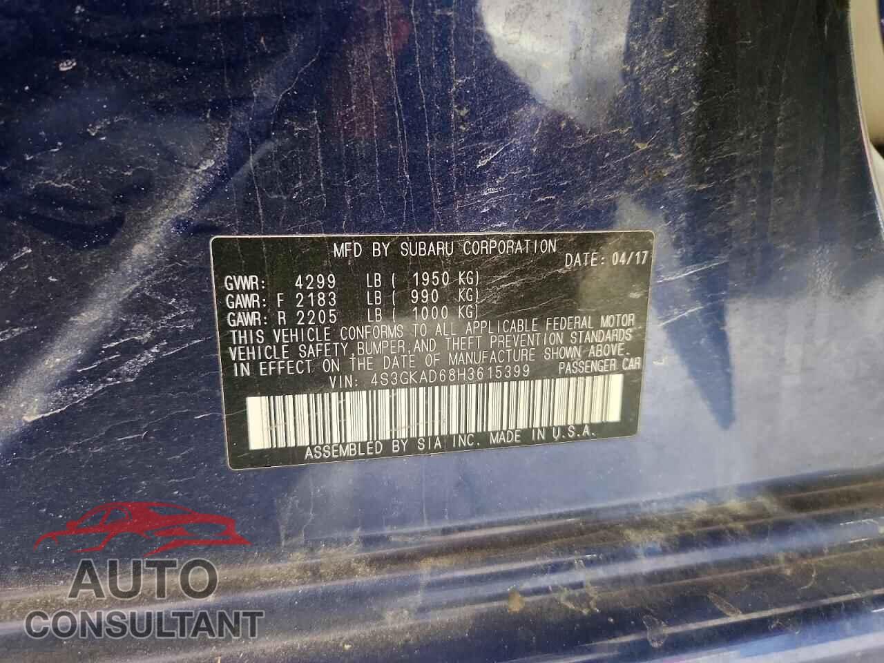 SUBARU IMPREZA 2017 - 4S3GKAD68H3615399
