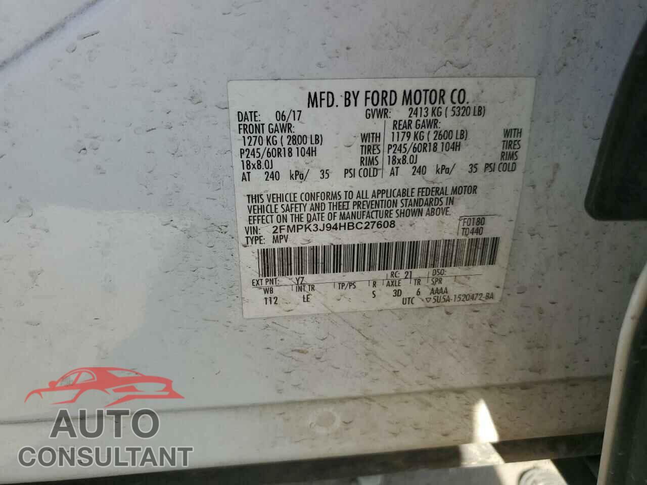 FORD EDGE 2017 - 2FMPK3J94HBC27608