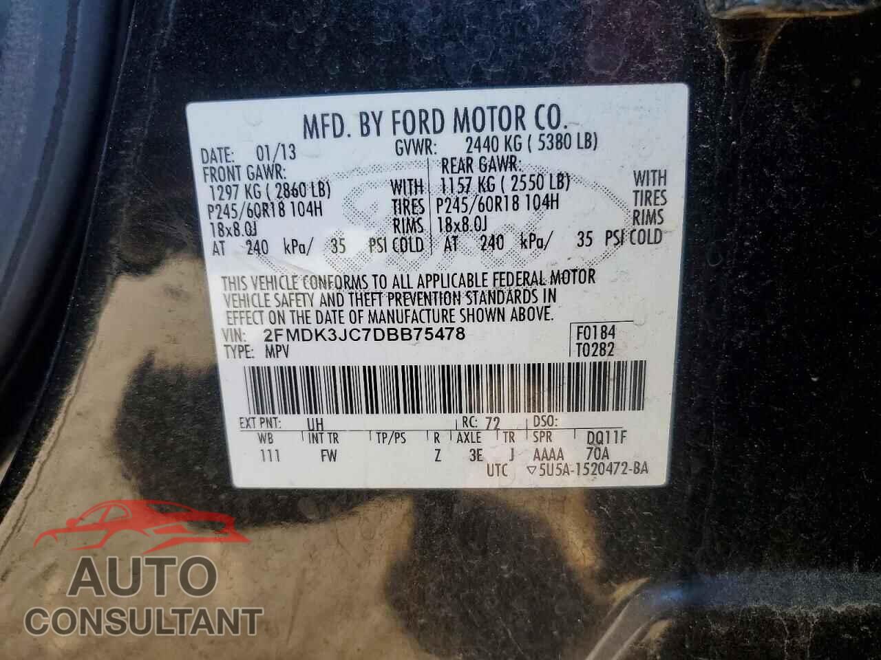 FORD EDGE 2013 - 2FMDK3JC7DBB75478