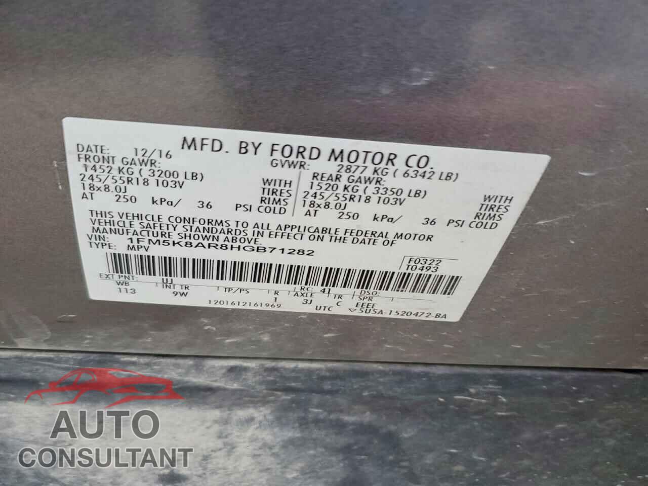 FORD EXPLORER 2017 - 1FM5K8AR8HGB71282