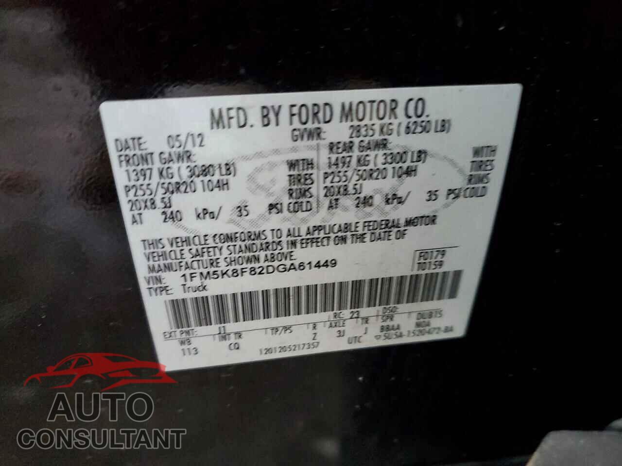 FORD EXPLORER 2013 - 1FM5K8F82DGA61449