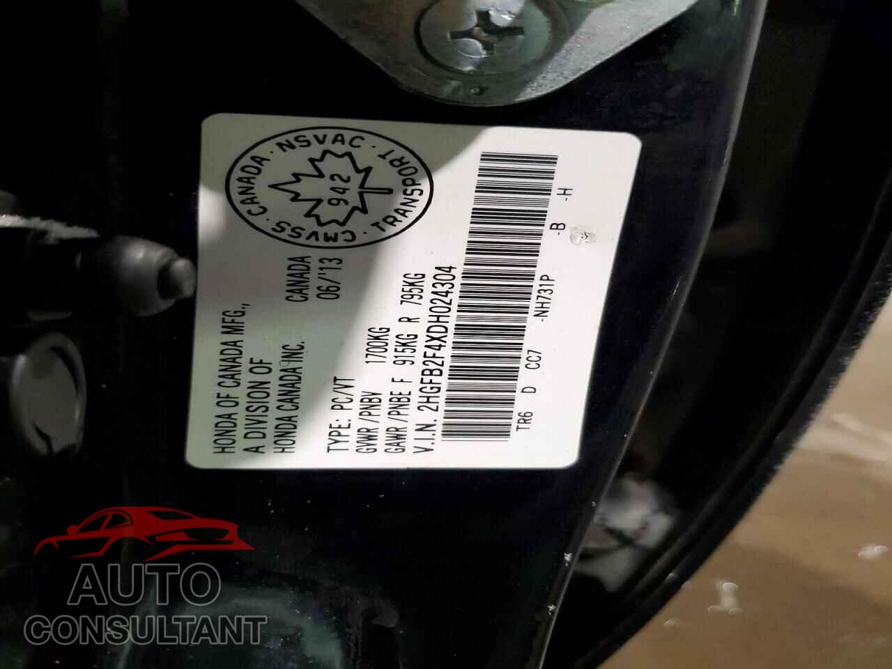 HONDA CIVIC 2013 - 2HGFB2F4XDH024304