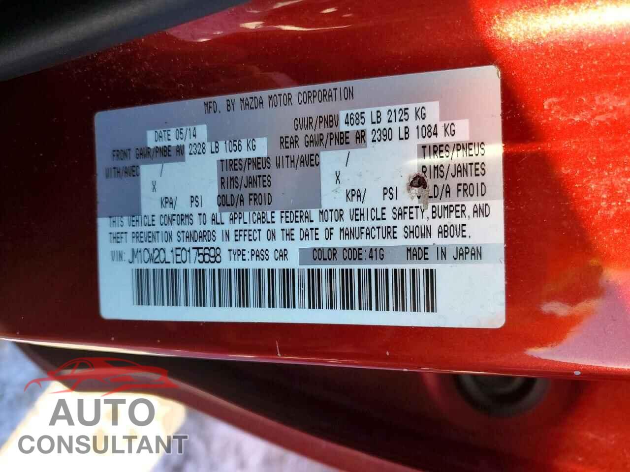 MAZDA 5 2014 - JM1CW2CL1E0175698