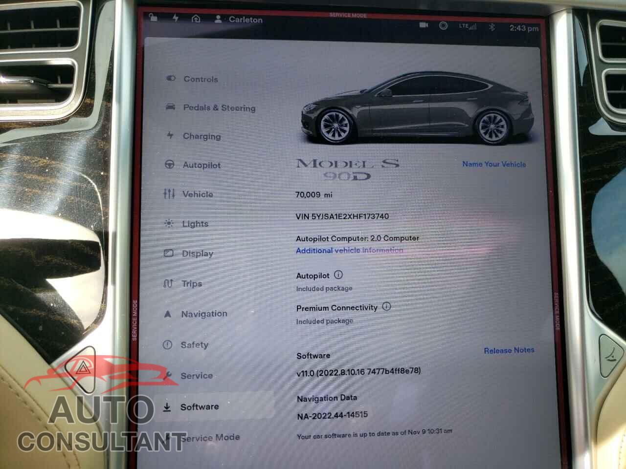 TESLA MODEL S 2017 - 5YJSA1E2XHF173740