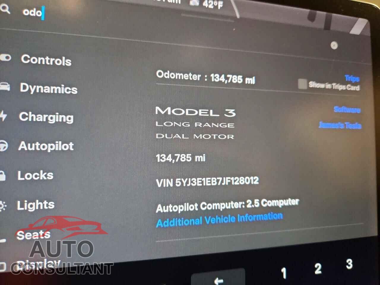 TESLA MODEL 3 2018 - 5YJ3E1EB7JF128012