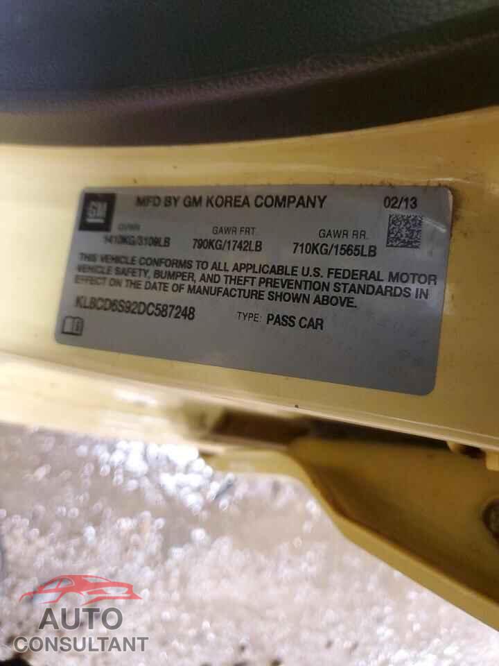 CHEVROLET SPARK 2013 - KL8CD6S92DC587248